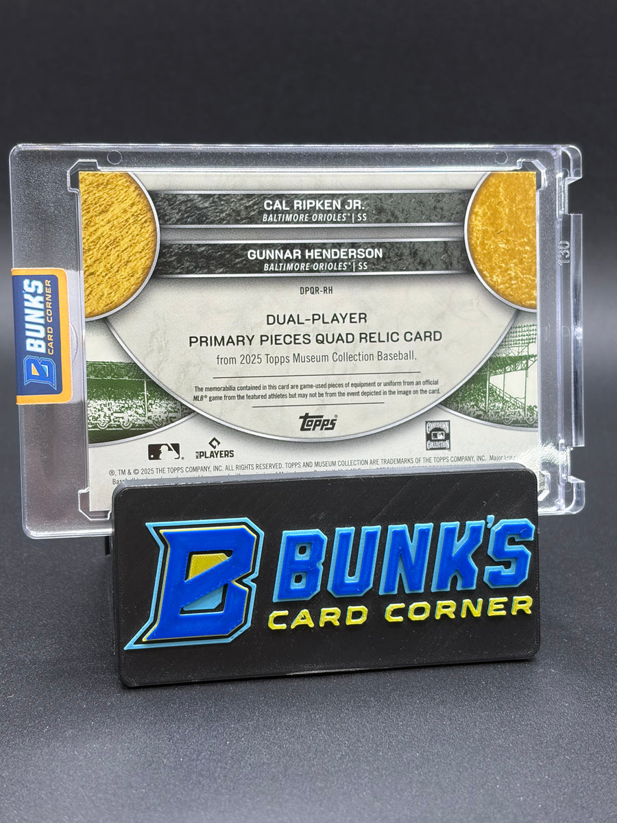 2025 Cal Ripken & Gunnar Henderson Dual Player Primary Pieces Quad Relic 2/75