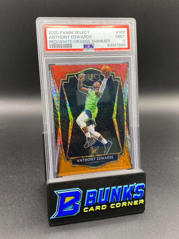 2020 Anthony Edwards Red/White/Orange Shimmer PSA 9