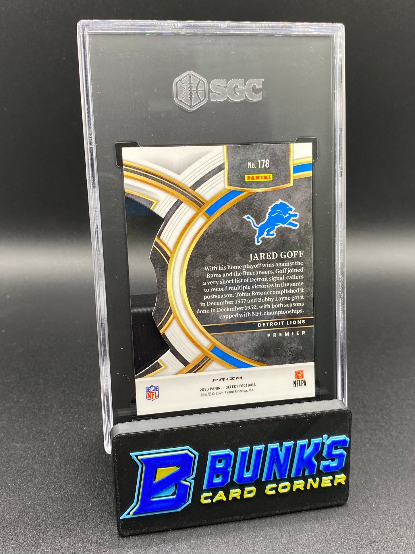 2023 Jared Goff Green Die-Cut Prizm 1/5 SGC 10