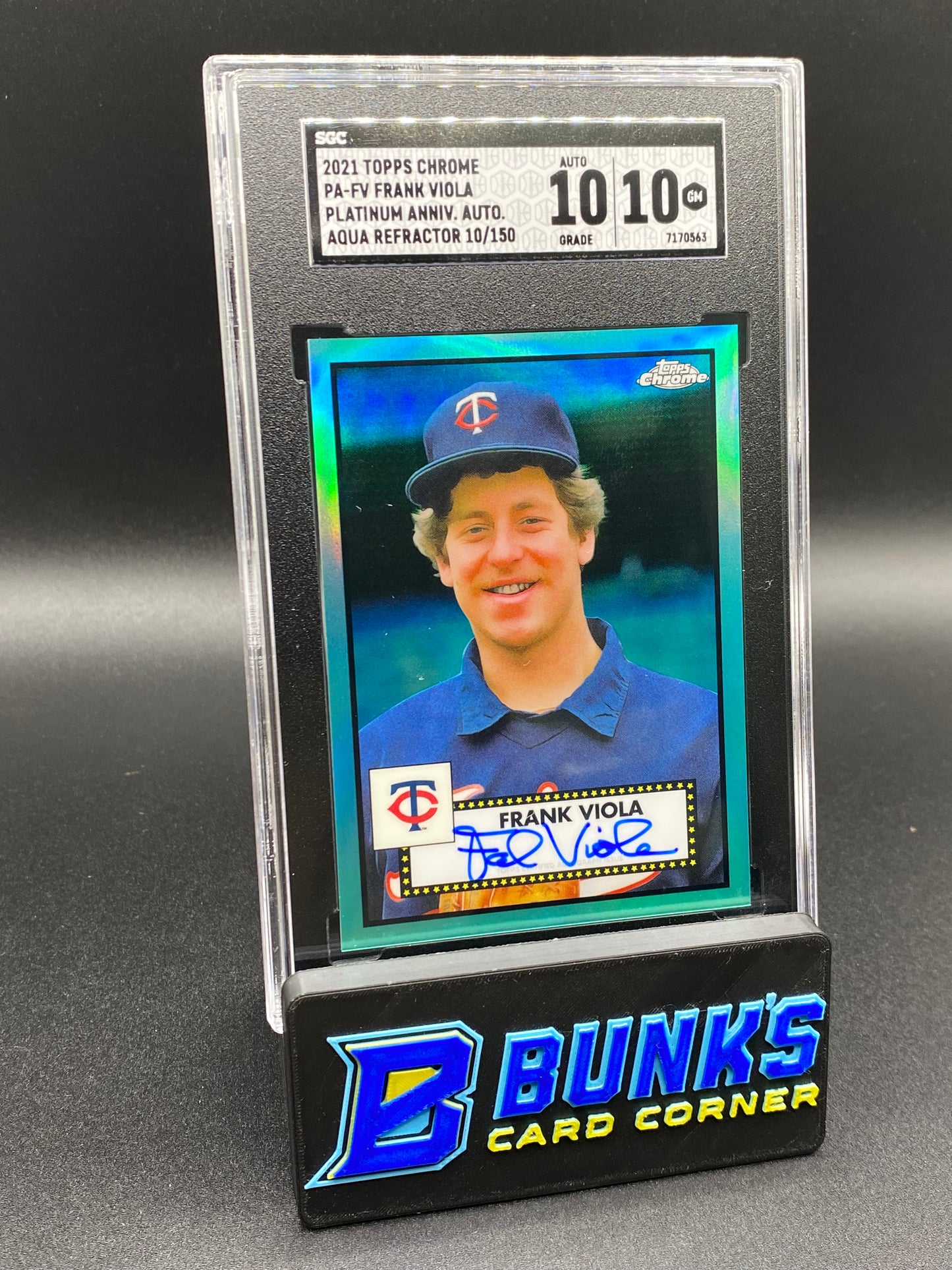 2021 Frank Viola Platinum Anniv. Auto. Aqua Ref. 10/150 SGC 10/10