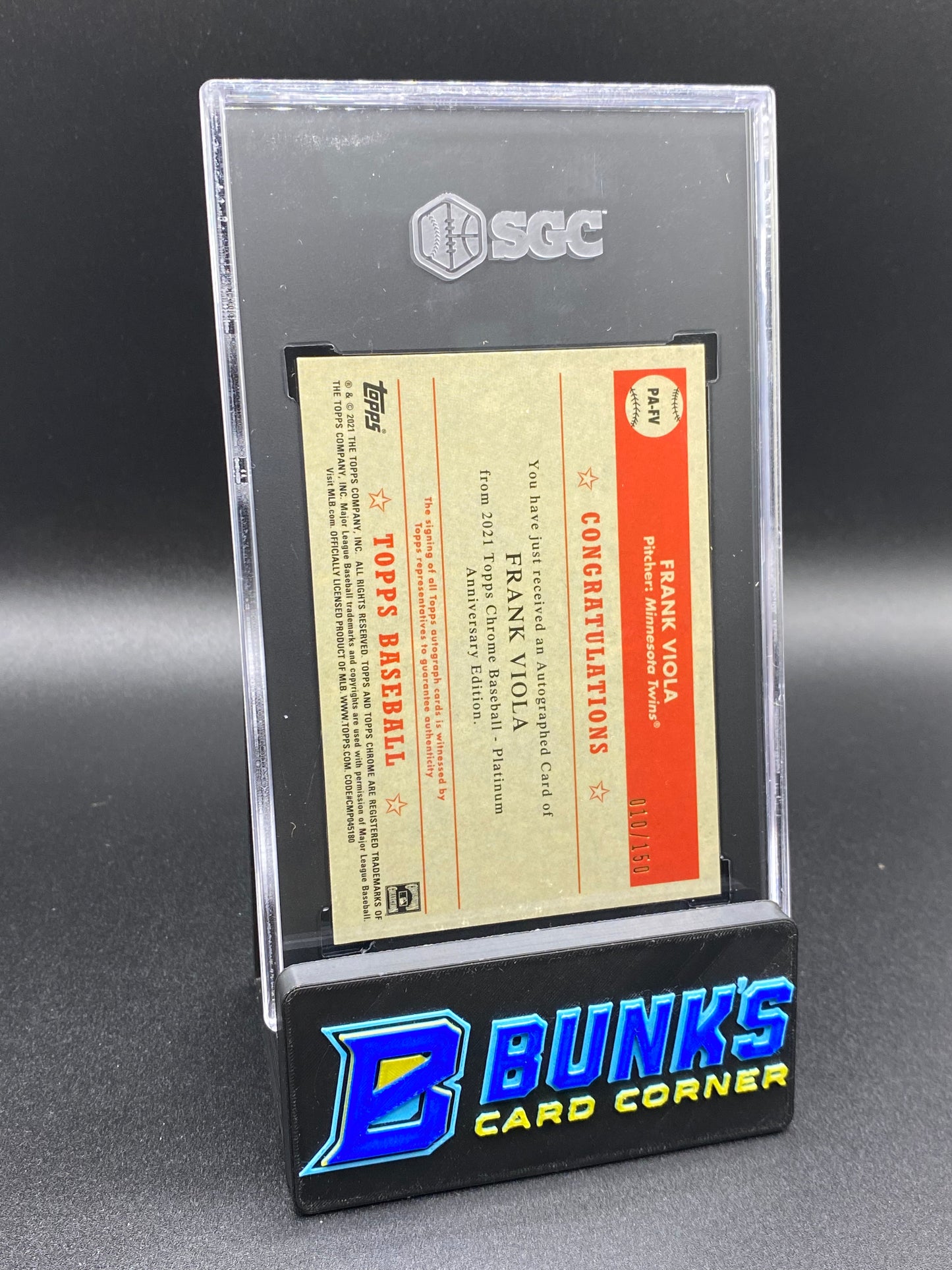 2021 Frank Viola Platinum Anniv. Auto. Aqua Ref. 10/150 SGC 10/10