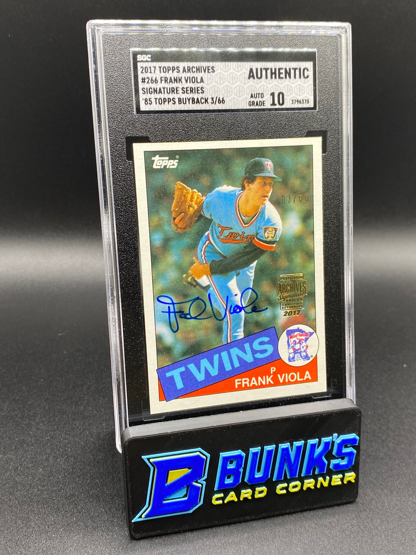2017 Frank Viola Sig. Series '85 Topps Buyback 3/66 SGC Auto. 10