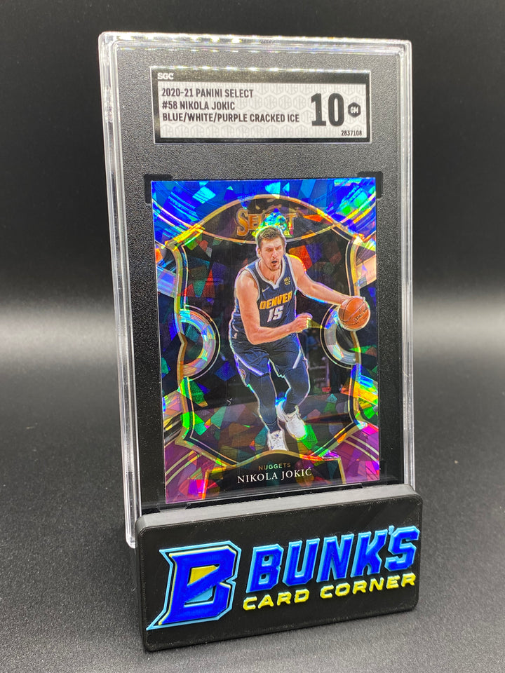 2020-21 Nikola Jokic Blue/White/Purple Cracked Ice SGC 10