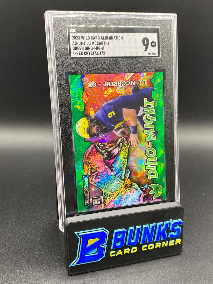 2023 JJ McCarthy Green Dino-Might T-Rex Crystal 1/2 SGC 9