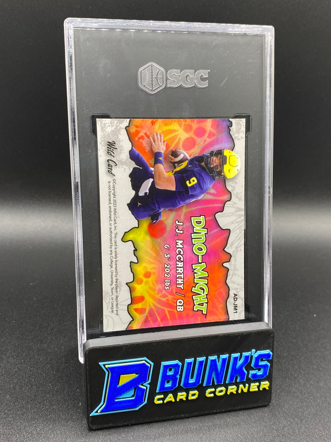 2023 JJ McCarthy Green Dino-Might T-Rex Crystal 1/2 SGC 9