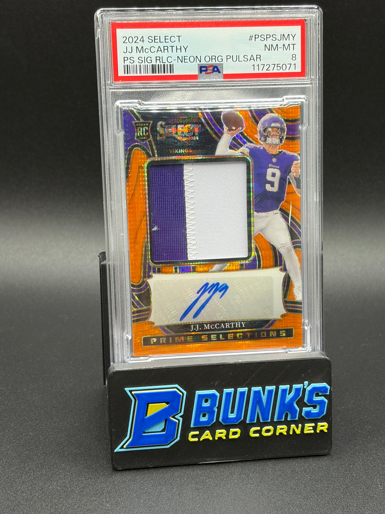 2024 JJ McCarthy Sig Neon Orange Pulsar PSA 8 RC 1/35