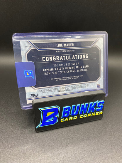 2021 Joe Mauer Green Captain's Cloth Game used 94/99 HOF