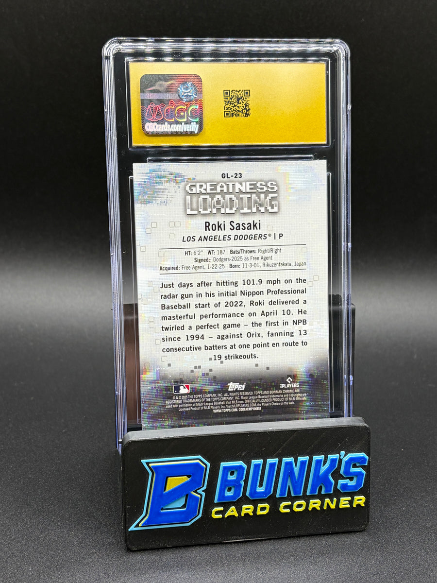 2025 Roki Sasaki Greatness Loading CGC Pristine 10 RC
