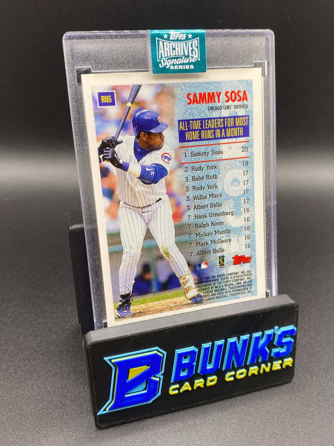 2024 Archives 1999 Sammy Sosa Record Numbers Auto 1/1