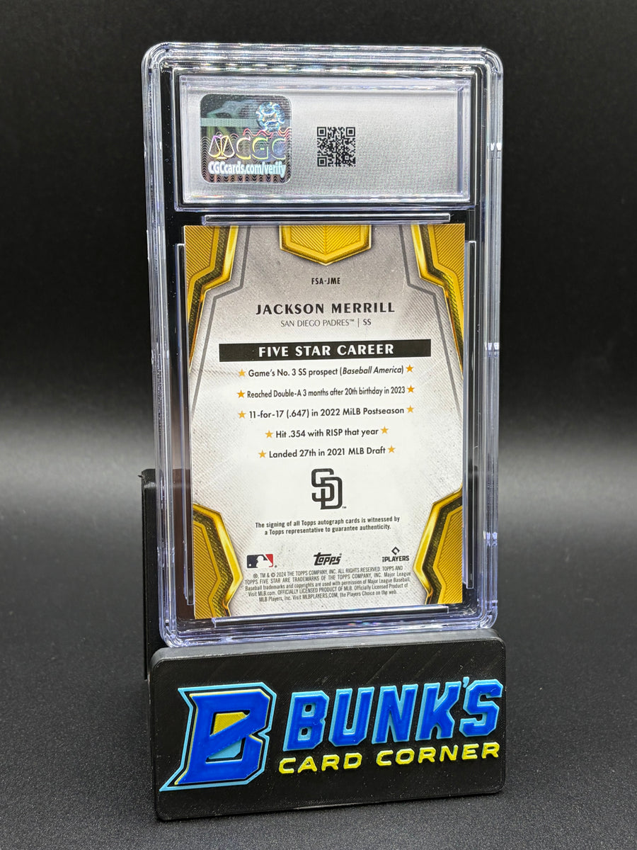2024 Jackson Merrill Auto Topps Five Star CGC AU Auto 10 RC