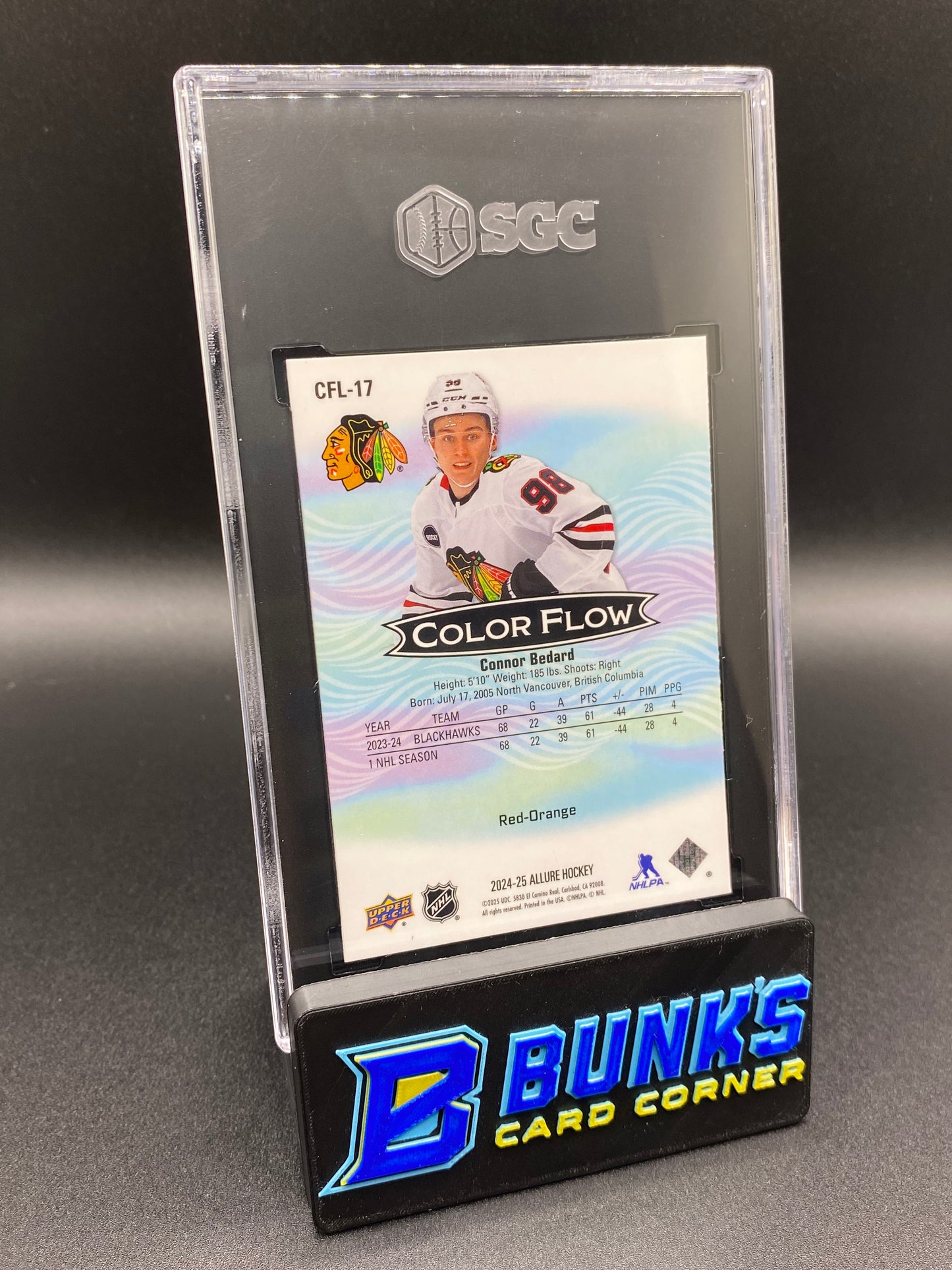 2024-25 Connor Bedard Color Flow Red-Orange SGC 10