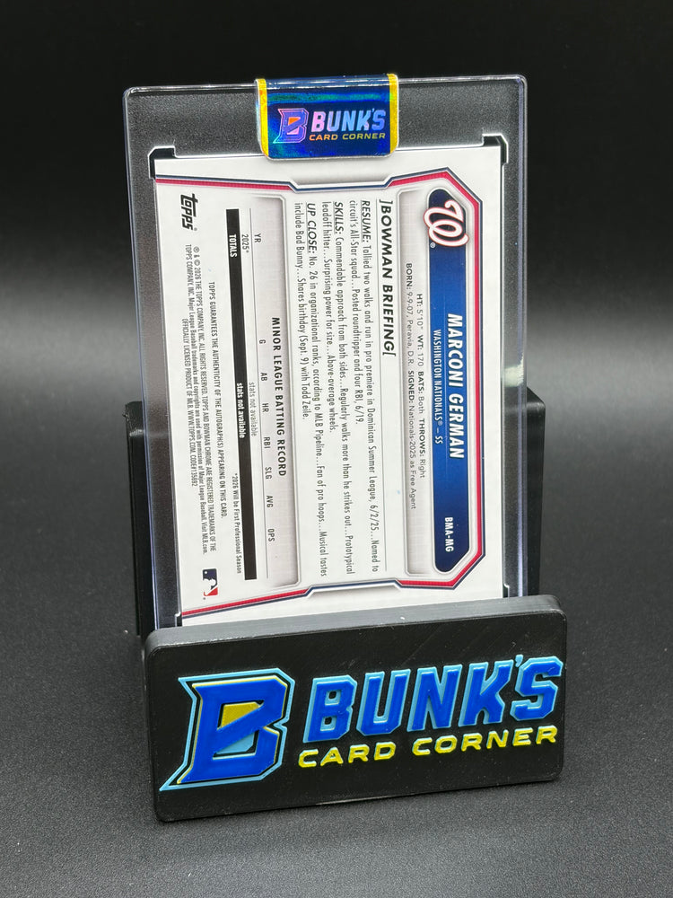 2026 Marconi German Bowman Chrome Blue Refractor Mega Box Mojo Auto 71/150