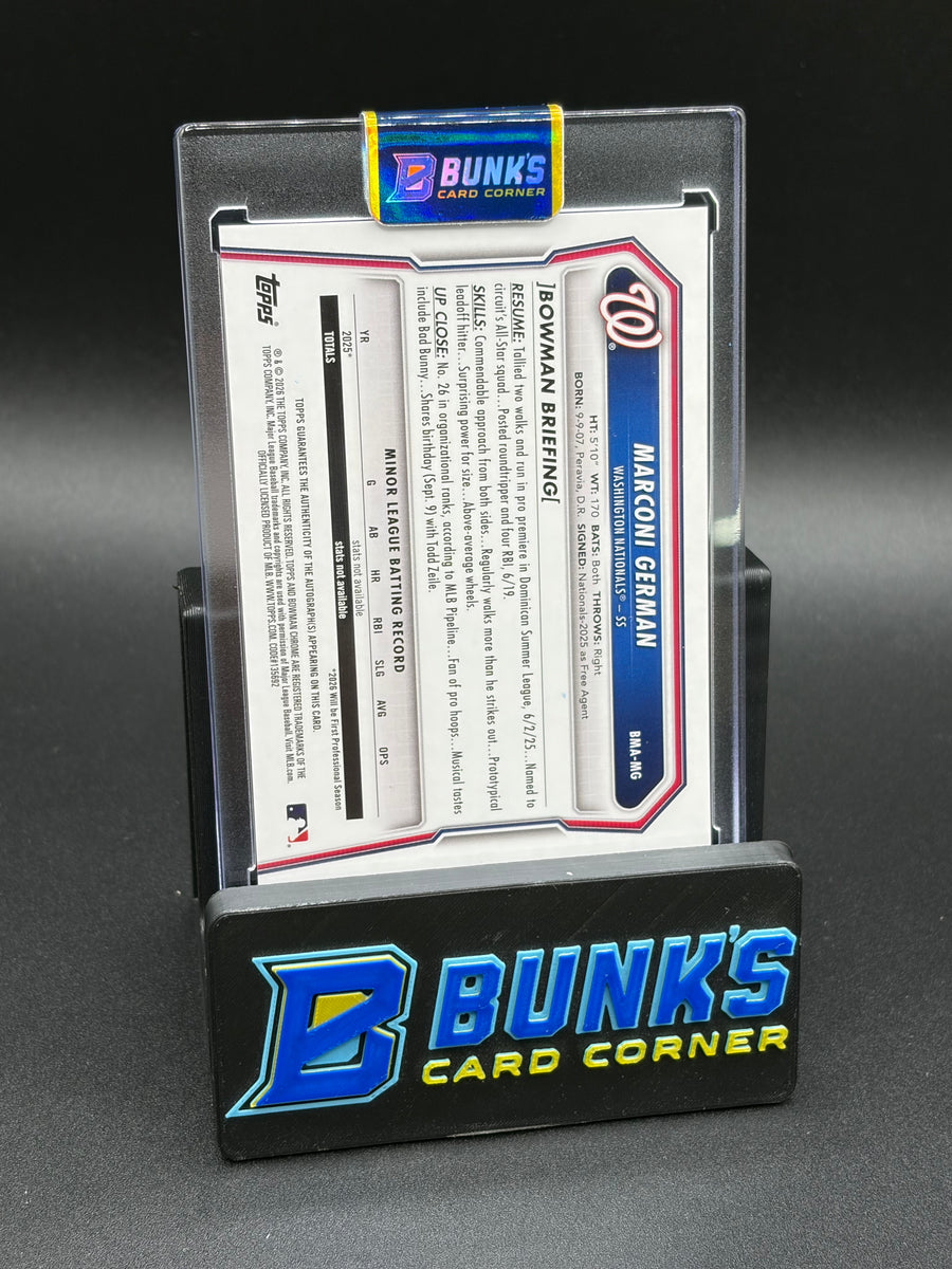 2026 Marconi German Bowman Chrome Blue Refractor Mega Box Mojo Auto 71/150