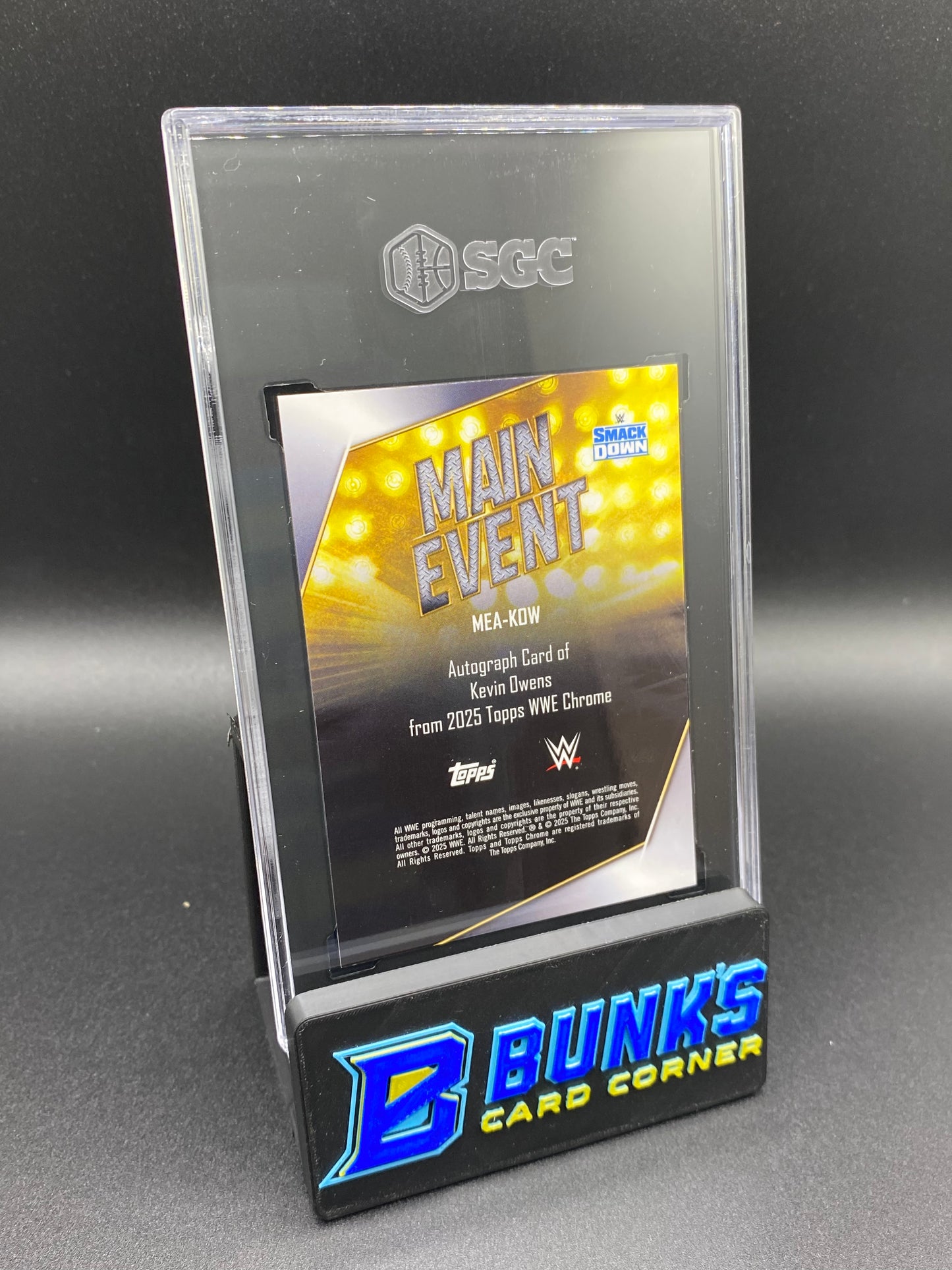 2025 Kevin Owens Main Event Auto. Gold Ref. 26/50 SGC 8