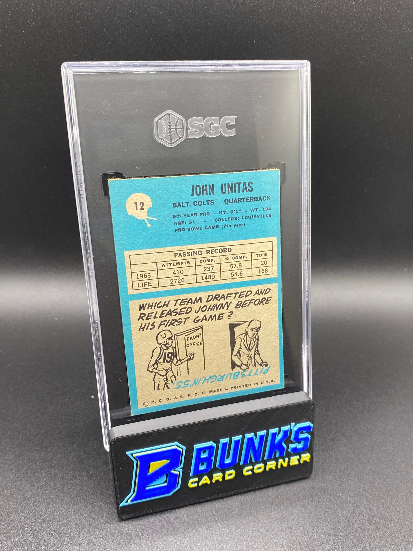 1964 John Unitas SGC Authentic