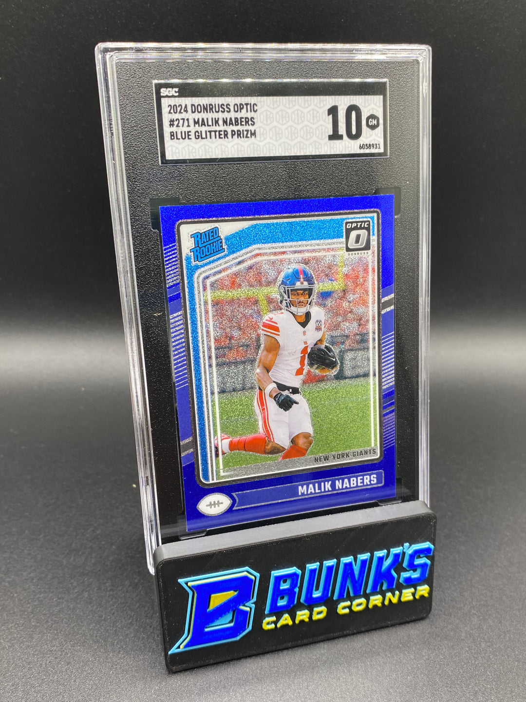 2024 Malik Nabers Blue Glitter Prizm SGC 10