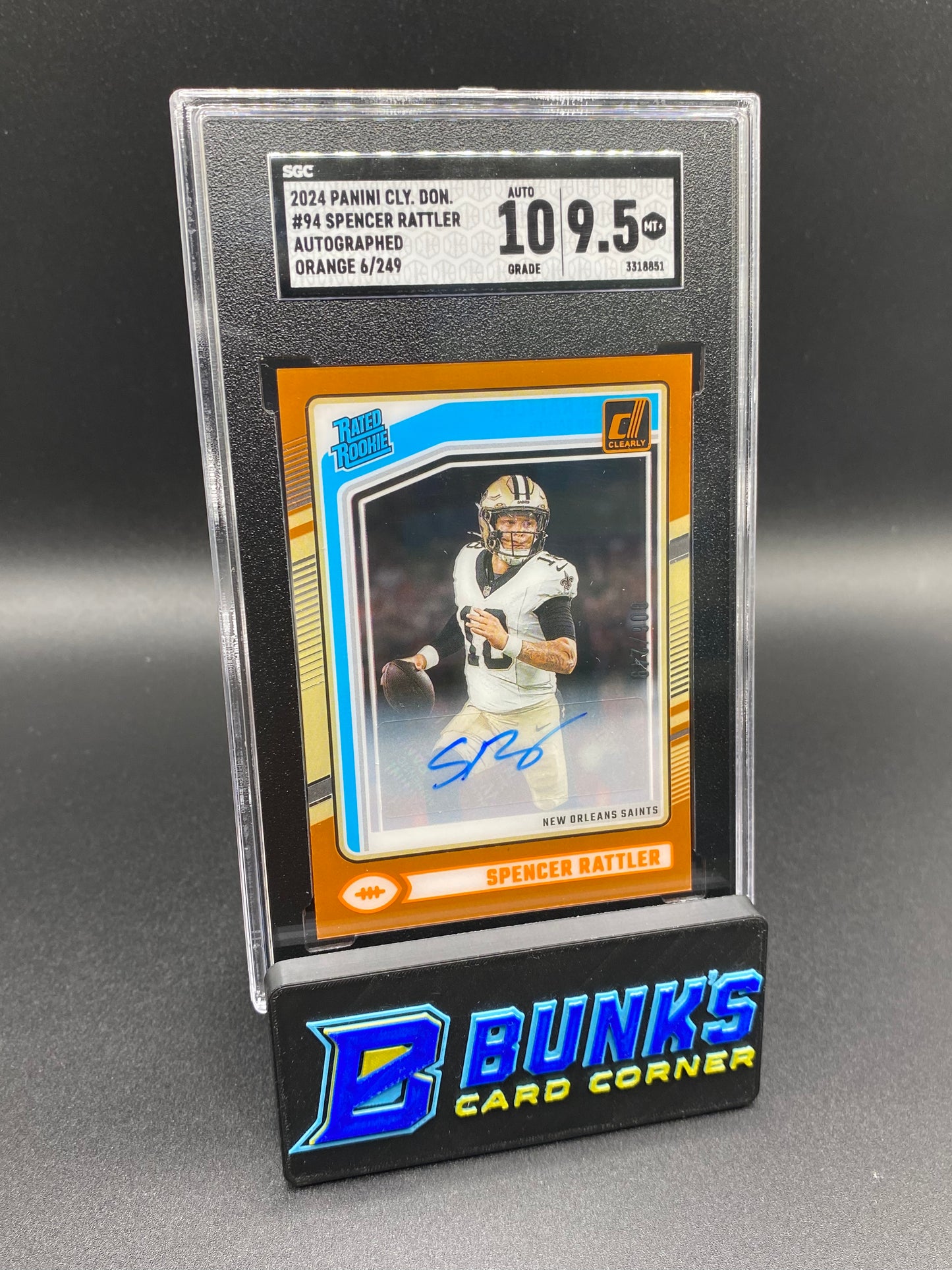 2024 Spencer Rattler Auto. Orange 6/249 SGC 10/9.5