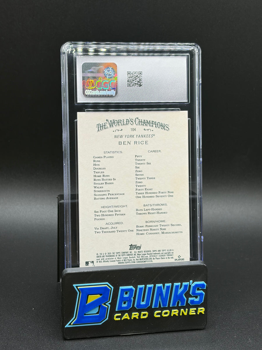 2025 Ben Rice Topps Allen & Ginter CGC 10 RC