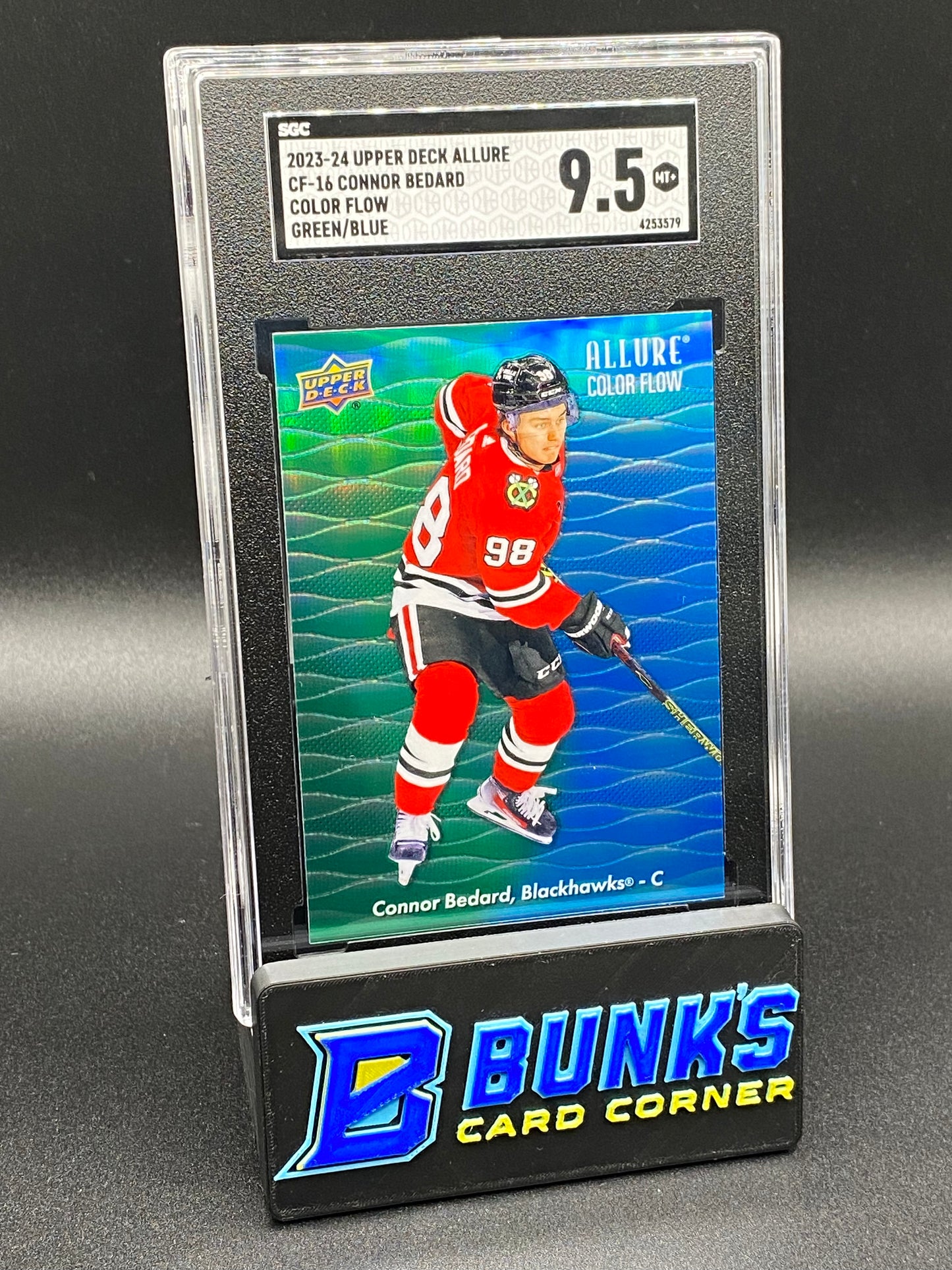 2023-24 Connor Bedard Color Flow Green/Blue SGC 9.5