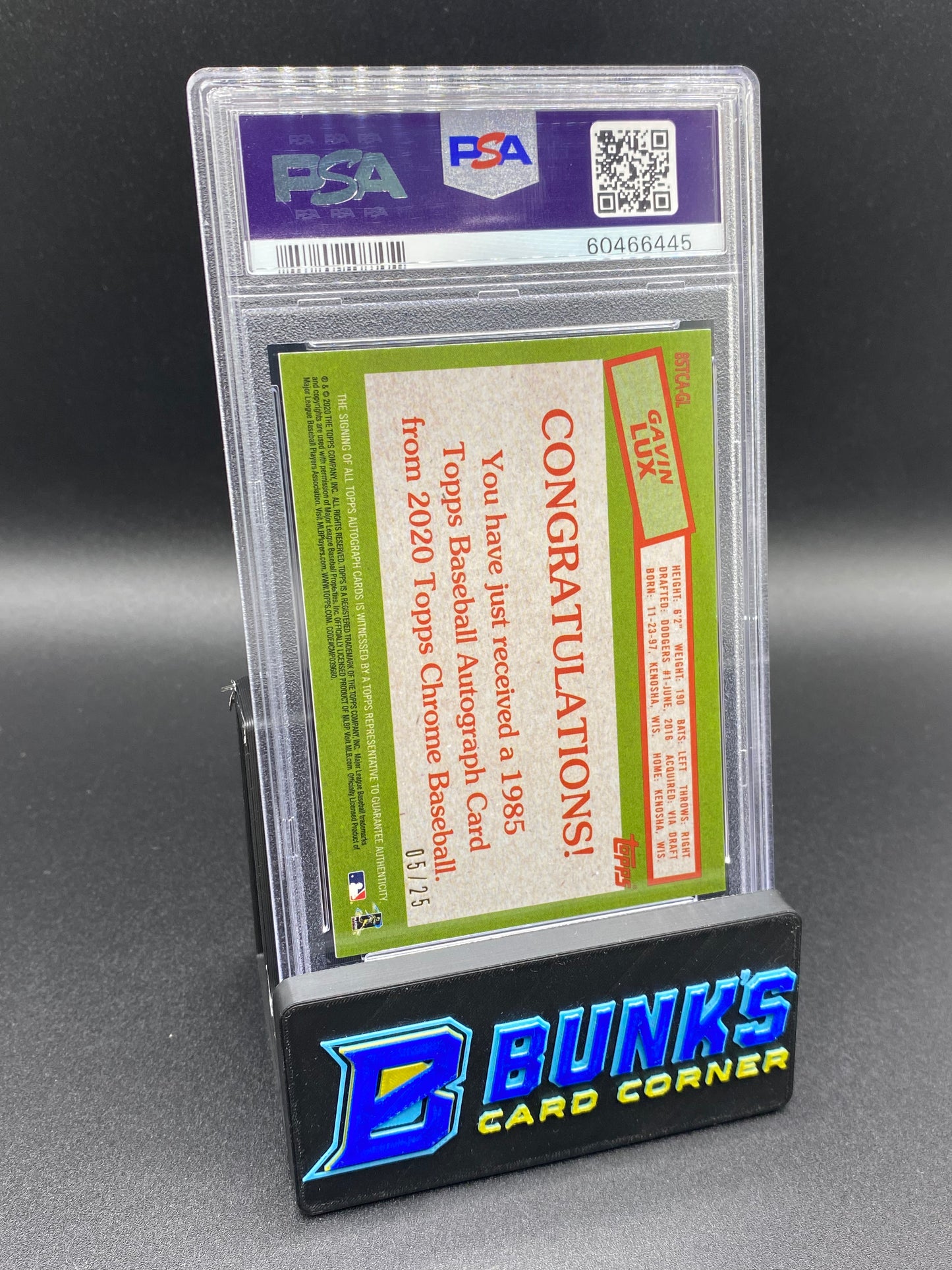 2020 Gavin Lux '85 Auto. Orange Ref. 5/25 PSA 10