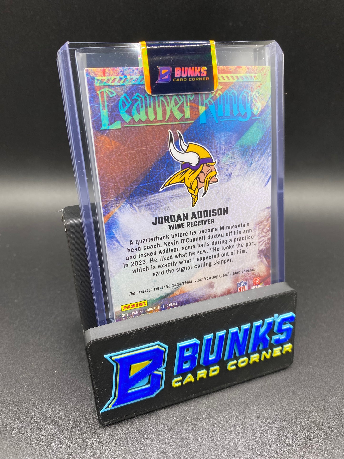 2023 Jordan Addison Leather Kings 3 Color Jersey 22/49 RC