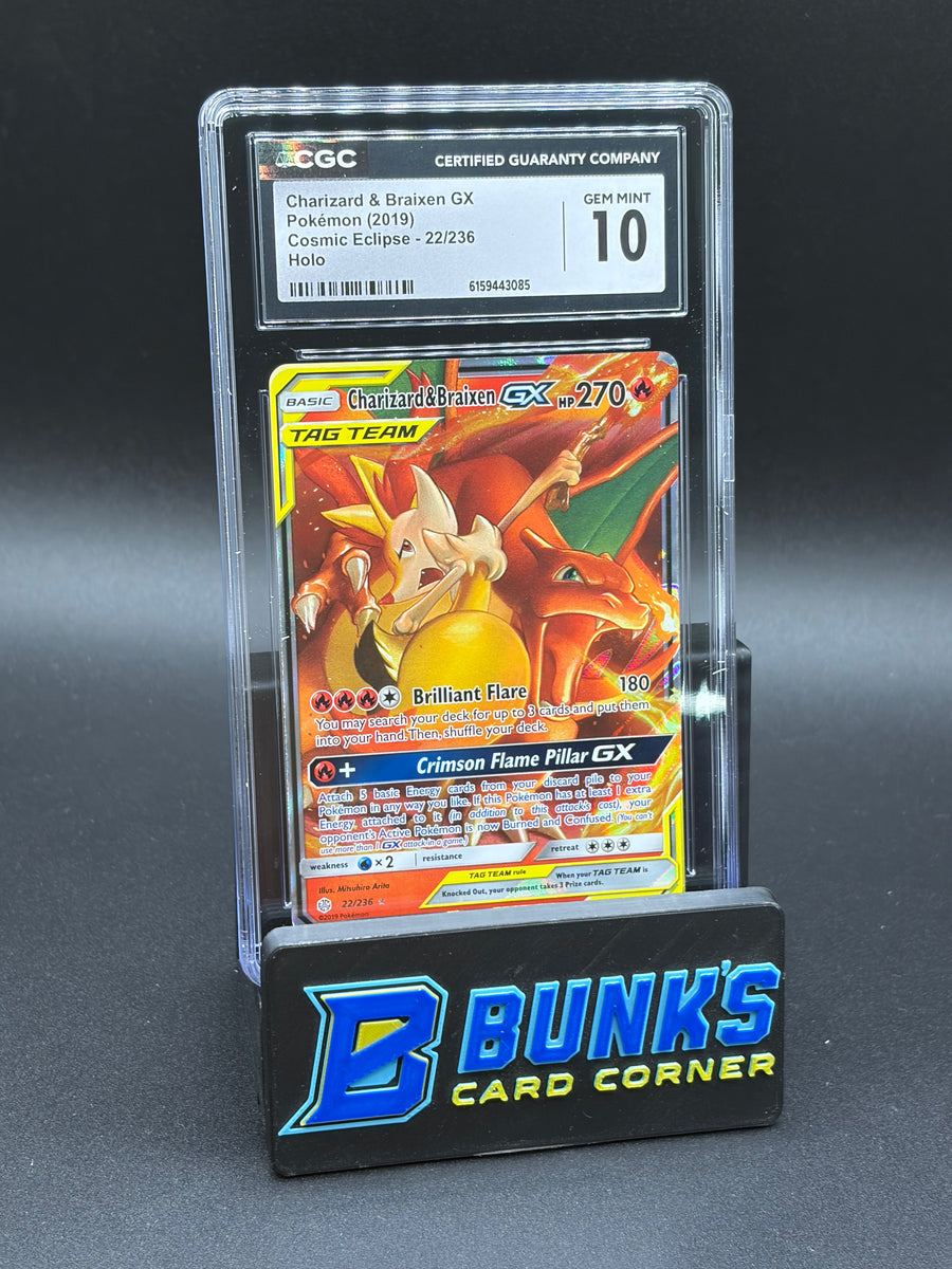 Charizard & Braixen Gx Tag Team Cosmic Eclipse CGC 10
