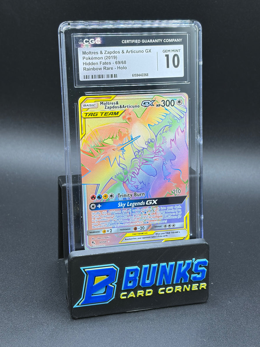 Moltres & Zapdos & Articuno Gx Rainbow Rare Hidden Fates CGC 10