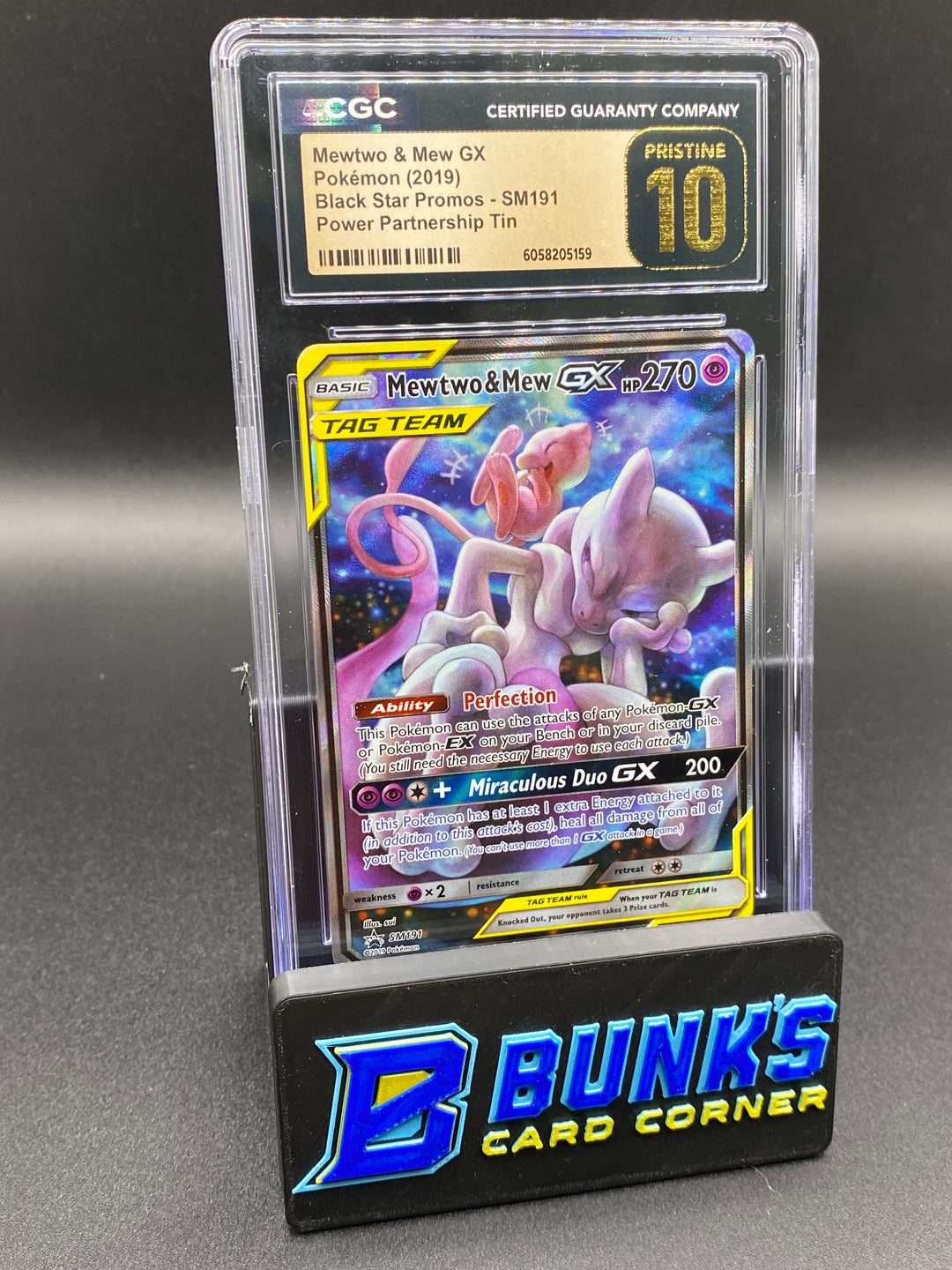CGC PRISTINE 10 Mewtwo & Mew Gx Power Partnership Tim Promo