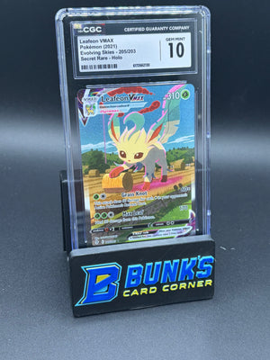 Leafon VMAX Secret Rare Evolving Skies CGC 10