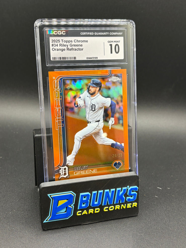 2025 Riley Greene Orange Refractor Topps Chrome CGC 10 24/25