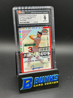 2024 Jackson Merrill Red Power Ticket Signatures CGC 9 Auto 10 RC 50/99