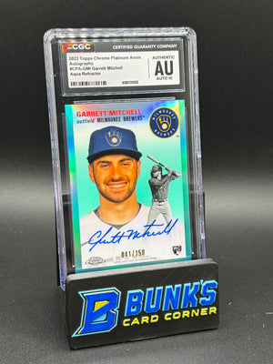 2023 Garrett Mitchell Aqua Refractor Auto Platinum Anniversary CGC AU Auto 10 41/150