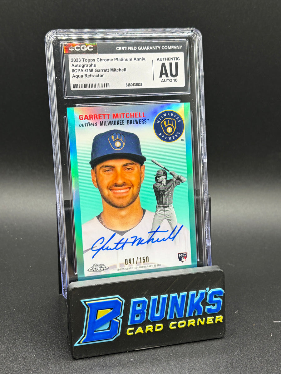 2023 Garrett Mitchell Aqua Refractor Auto Platinum Anniversary CGC AU Auto 10 41/150