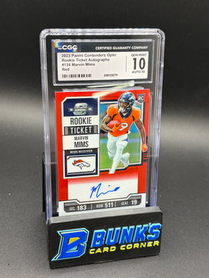 2023 Marvin Mims Red Rookie Ticket Auto CGC 10 Auto 10 RC 99/125