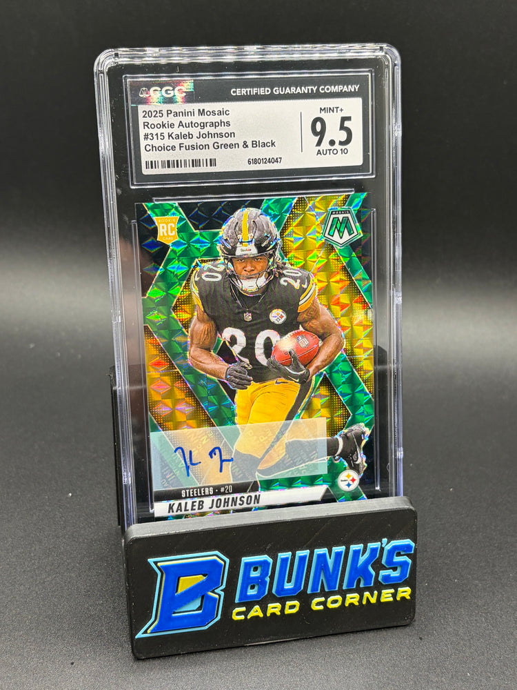 2025 Kaleb Johnson Choice Fusion Green & Black Rookie Auto CGC 9.5 Auto 10 22/25
