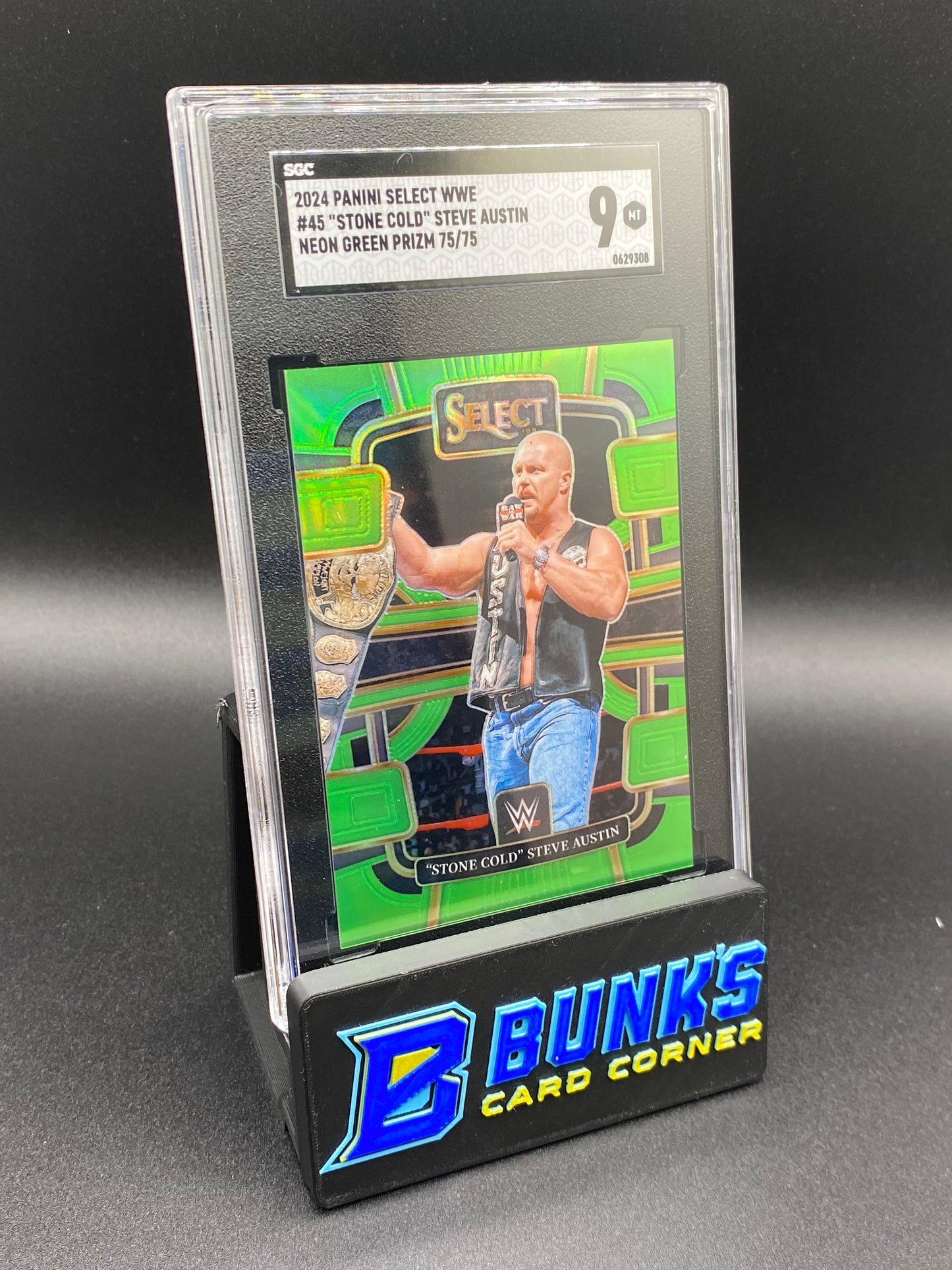 2024 Steve Austin Neon Green Prizm 75/75 SGC 9