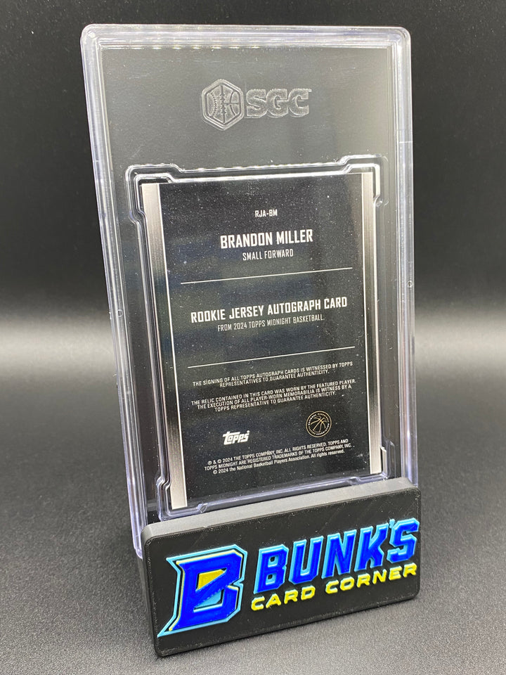2023-24 Bradon Miller Rookie Jersey Auto SGC 10/9