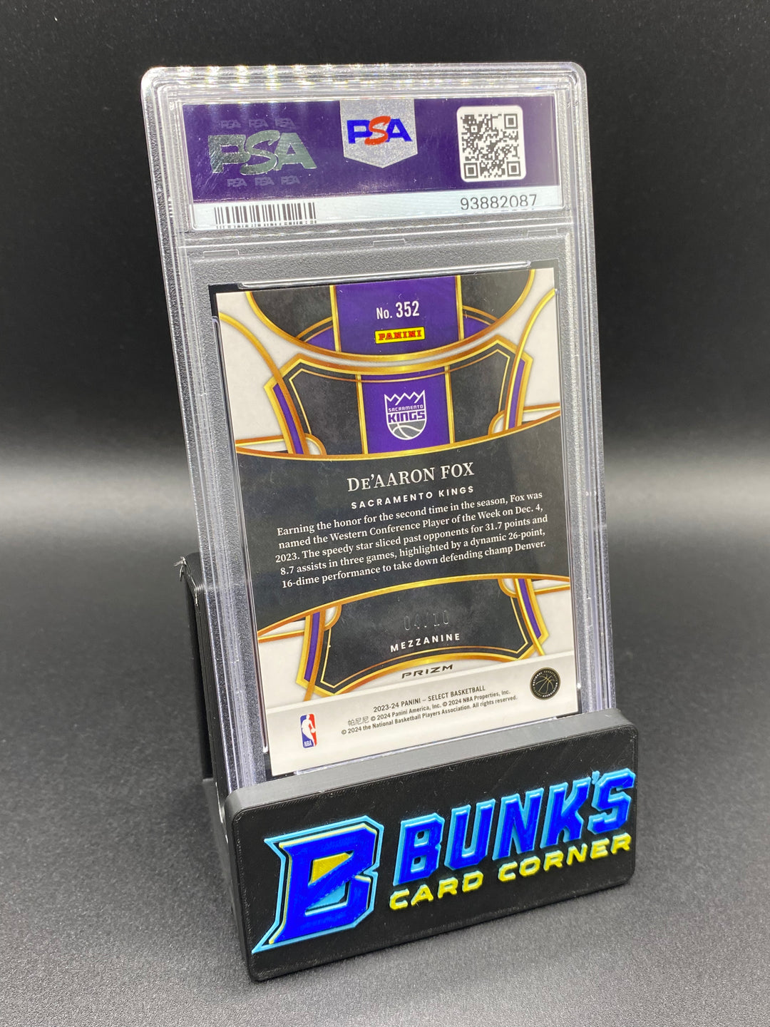 2023 De'Aaron Fox Gold PSA 10