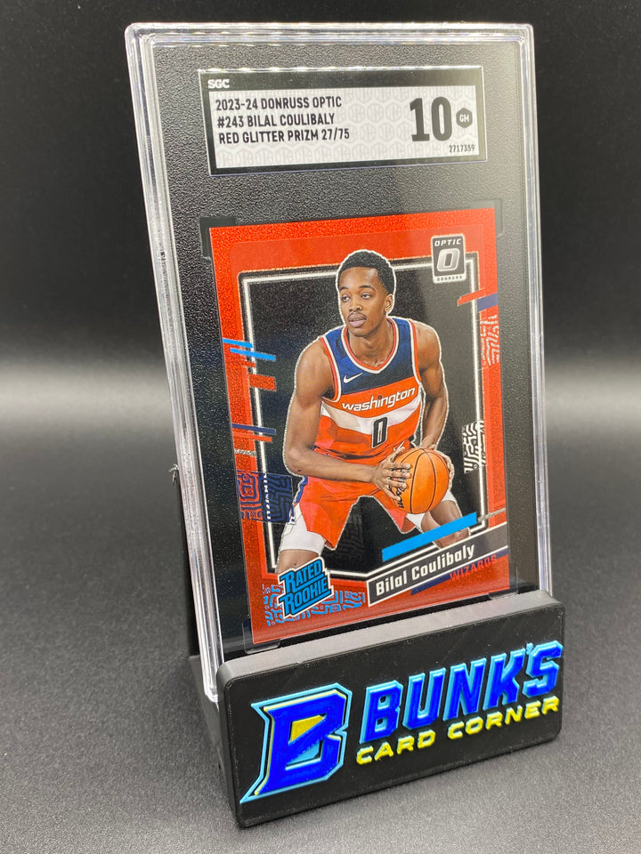2023-24 Bilal Coulibaly Red Glitter Prizm 27/75 SGC 10