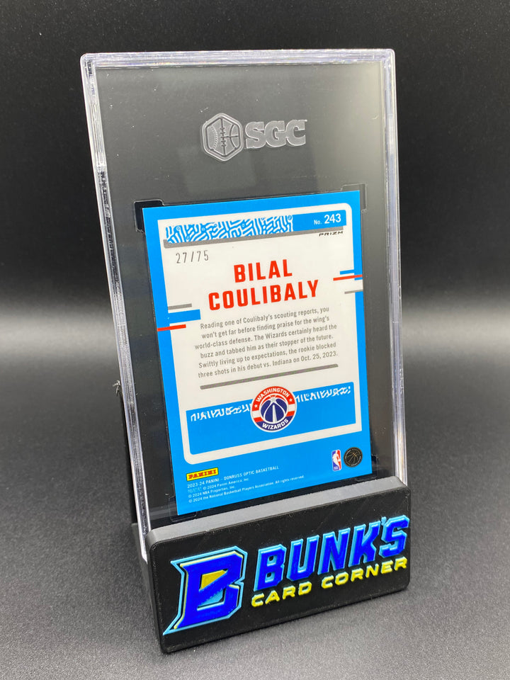 2023-24 Bilal Coulibaly Red Glitter Prizm 27/75 SGC 10
