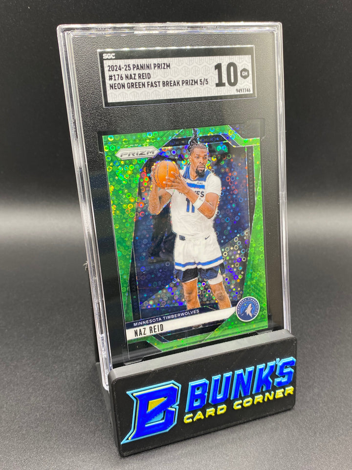 2024-25 Naz Reid Neon Green Fast Break Prizm 5/5 SGC 10