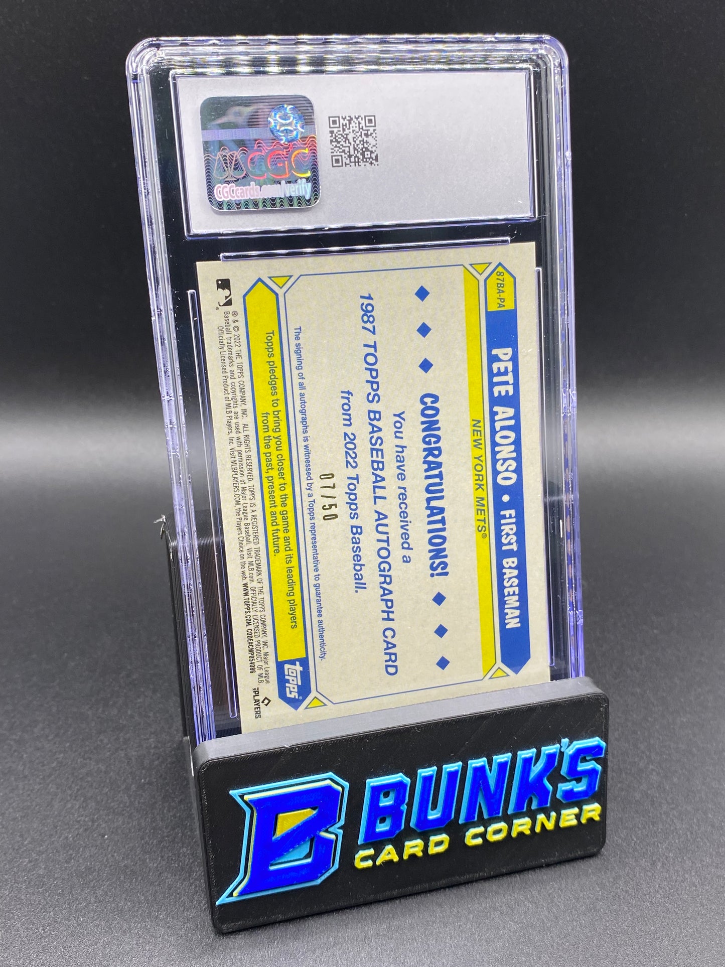 2022 Pete Alonso On Card Auto CGC 9