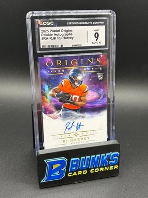 2025 RJ Harvey Rookie Auto Origins CGC 9 Auto 10 RC