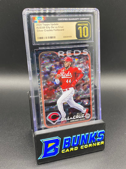 2024 Elly De La Cruz Silver Crackle Foilboard CGC PRISTINE 10
