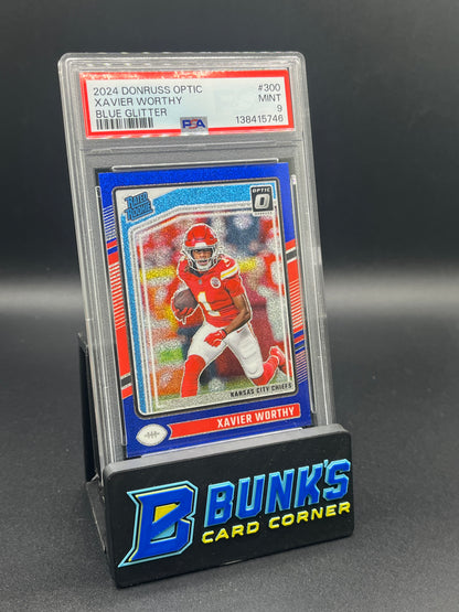 2024 Xavier Worthy Blue Glitter PSA 9 RC