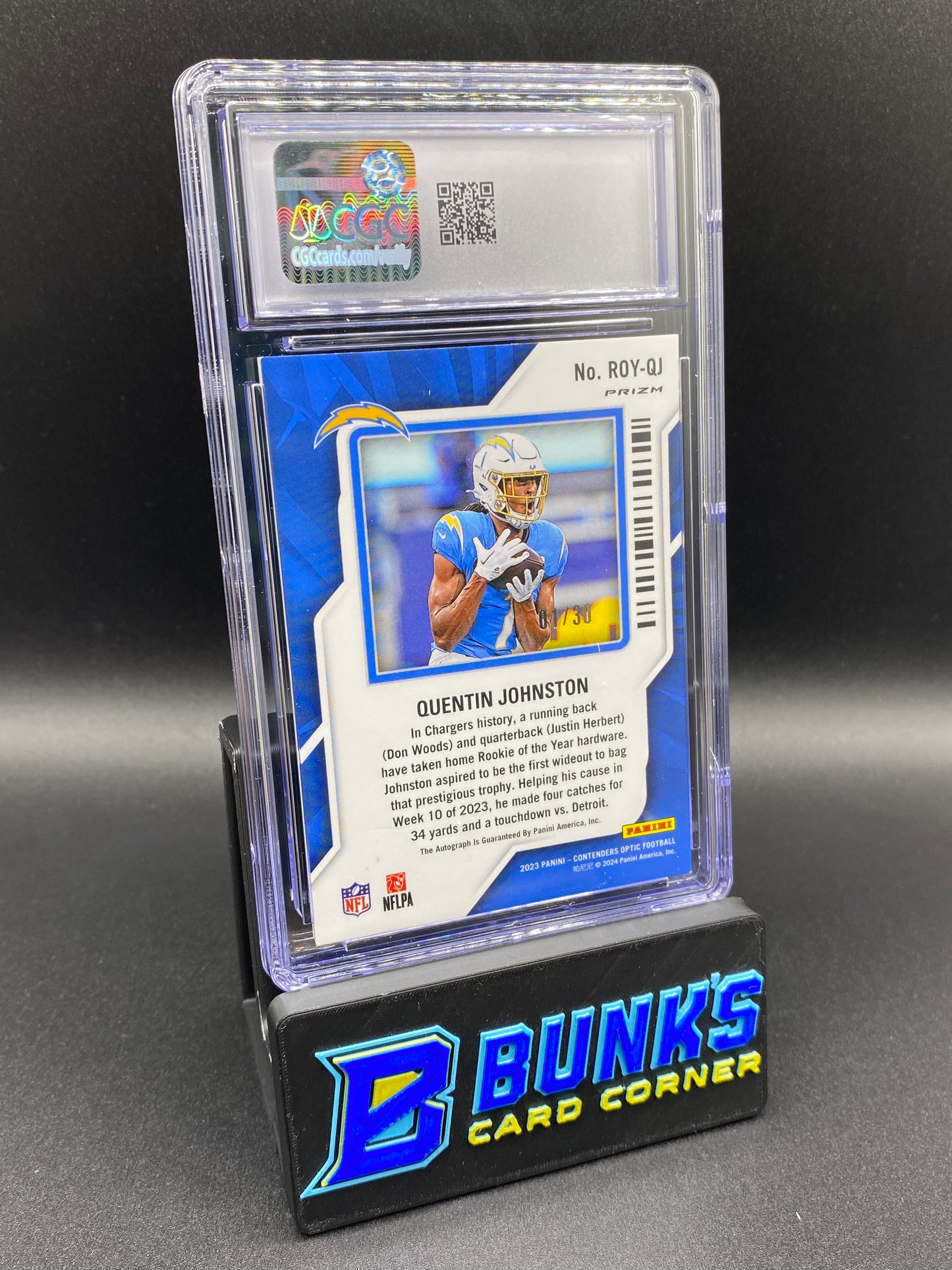 2023 Quentin Johnston Green Pulsar Rookie of the Year Contenders Auto