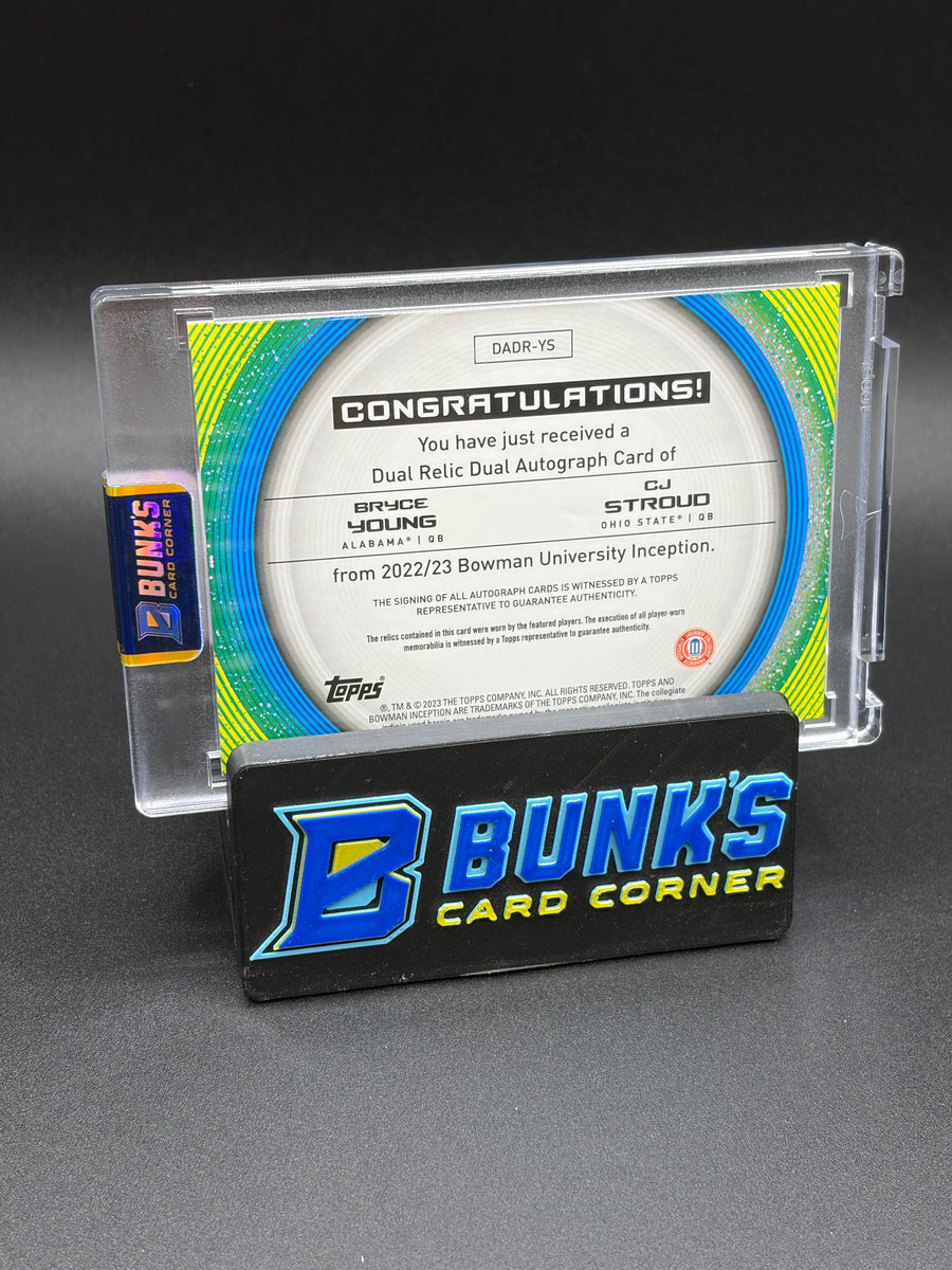 2023 Bryce Young & CJ Stroud Topps Dual Auto Relics 11/99