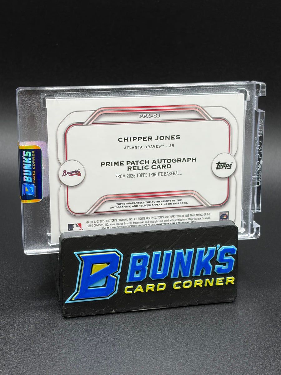 2026 Chipper Jones Prime Patch Auto Relic 3 Color Patch 4/10