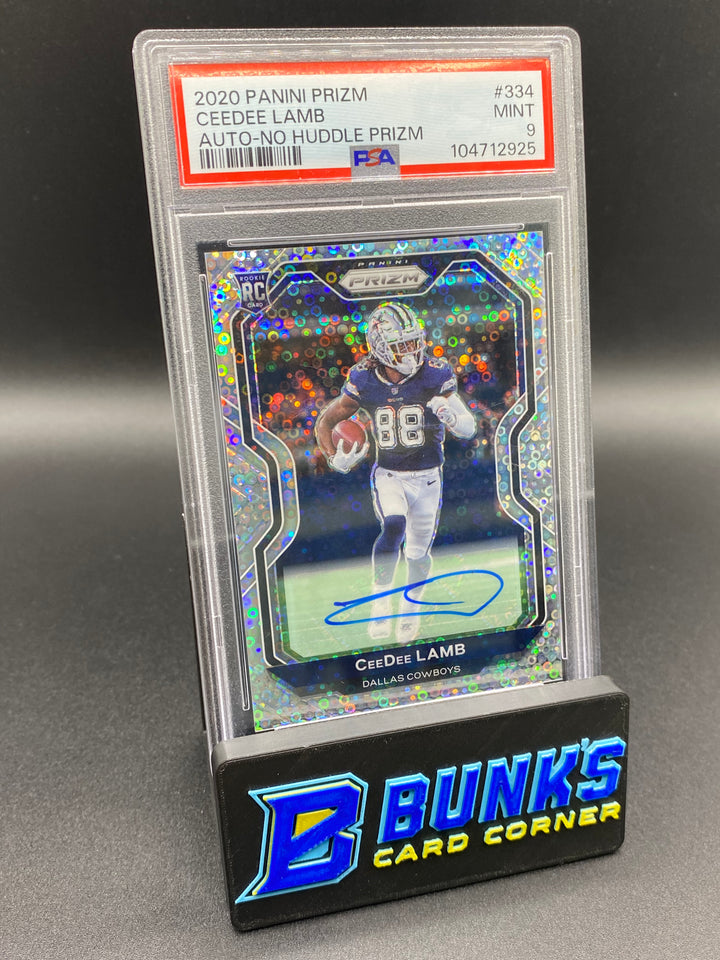 2020 CeeDee Lamb Auto-No Huddle Prizm PSA 9