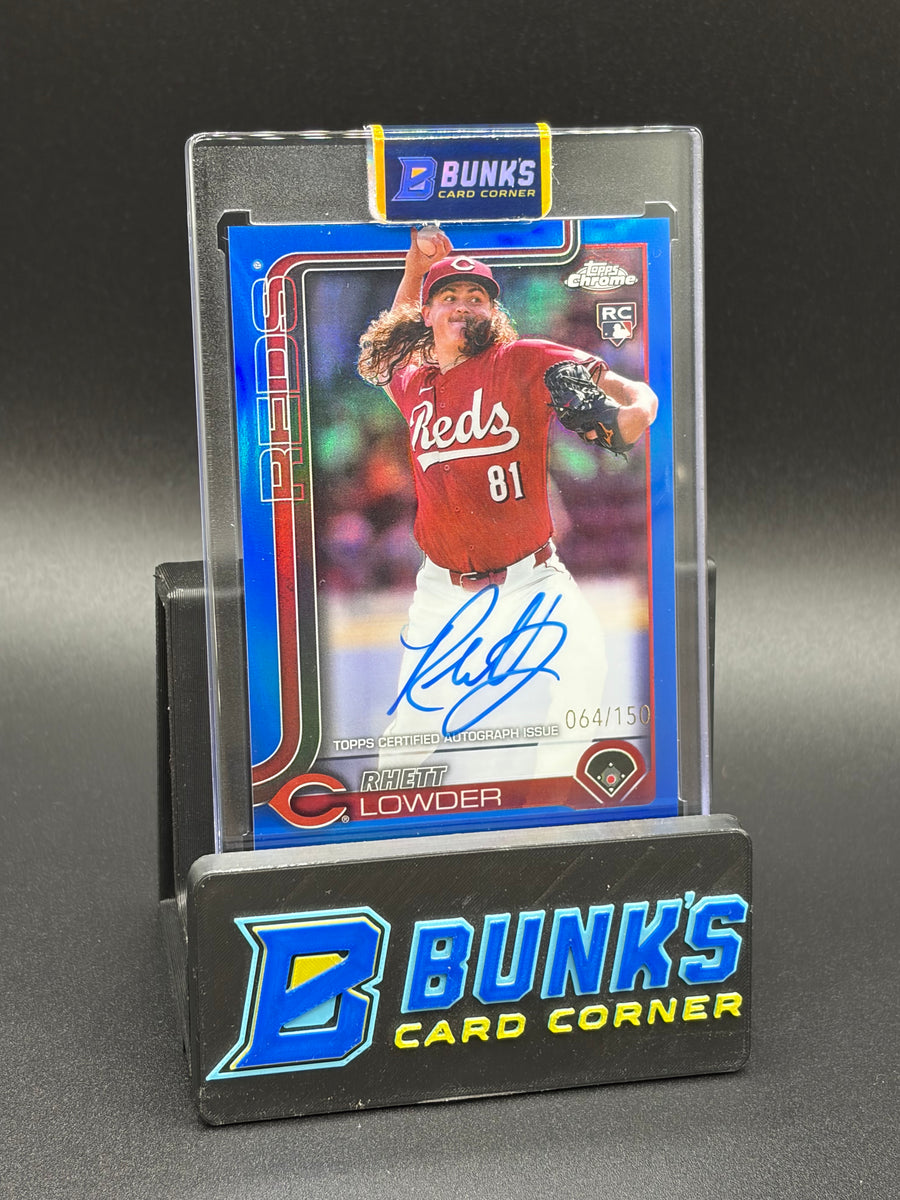 2025 Rhett Lowder Topps Chrome Auto Blue Refractor 64/150 RC